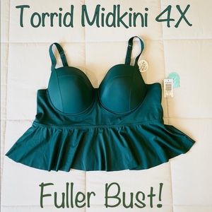 NWT Torrid Green Peplum Midkini Top 4X FULLER BUST